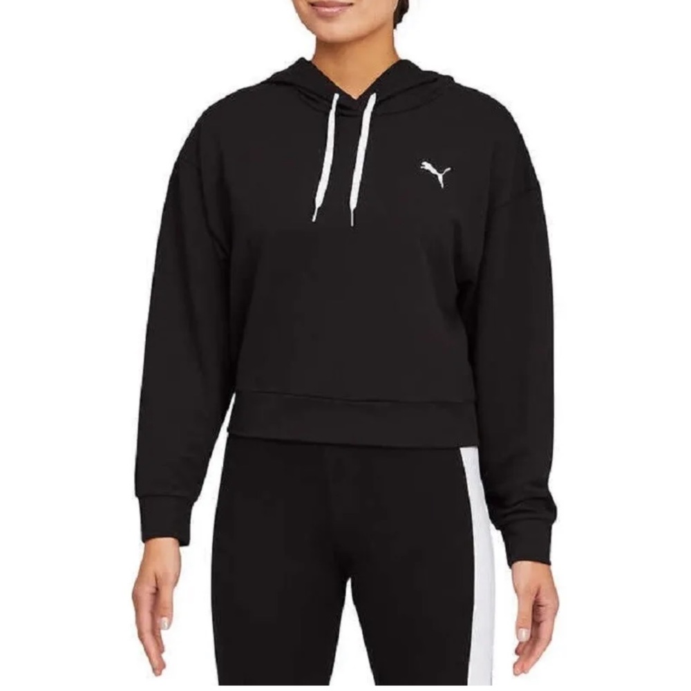 Puma lightweight crop hoodie size S black (thj2)
